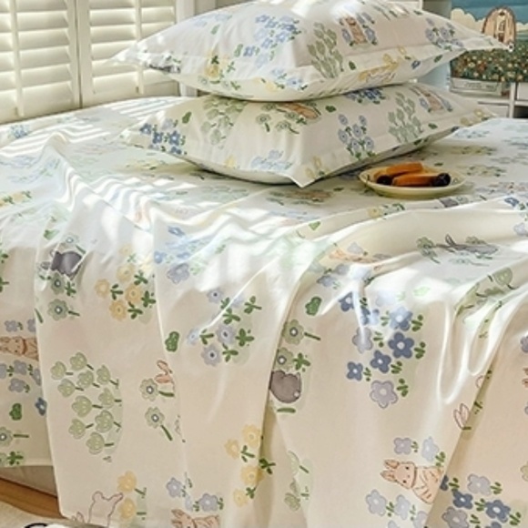 100% Cotton Duvet Cover Set 2Pcs Twin Comforter Cover Pillowcase Cute Bunny Soft - Picture 3 of 8